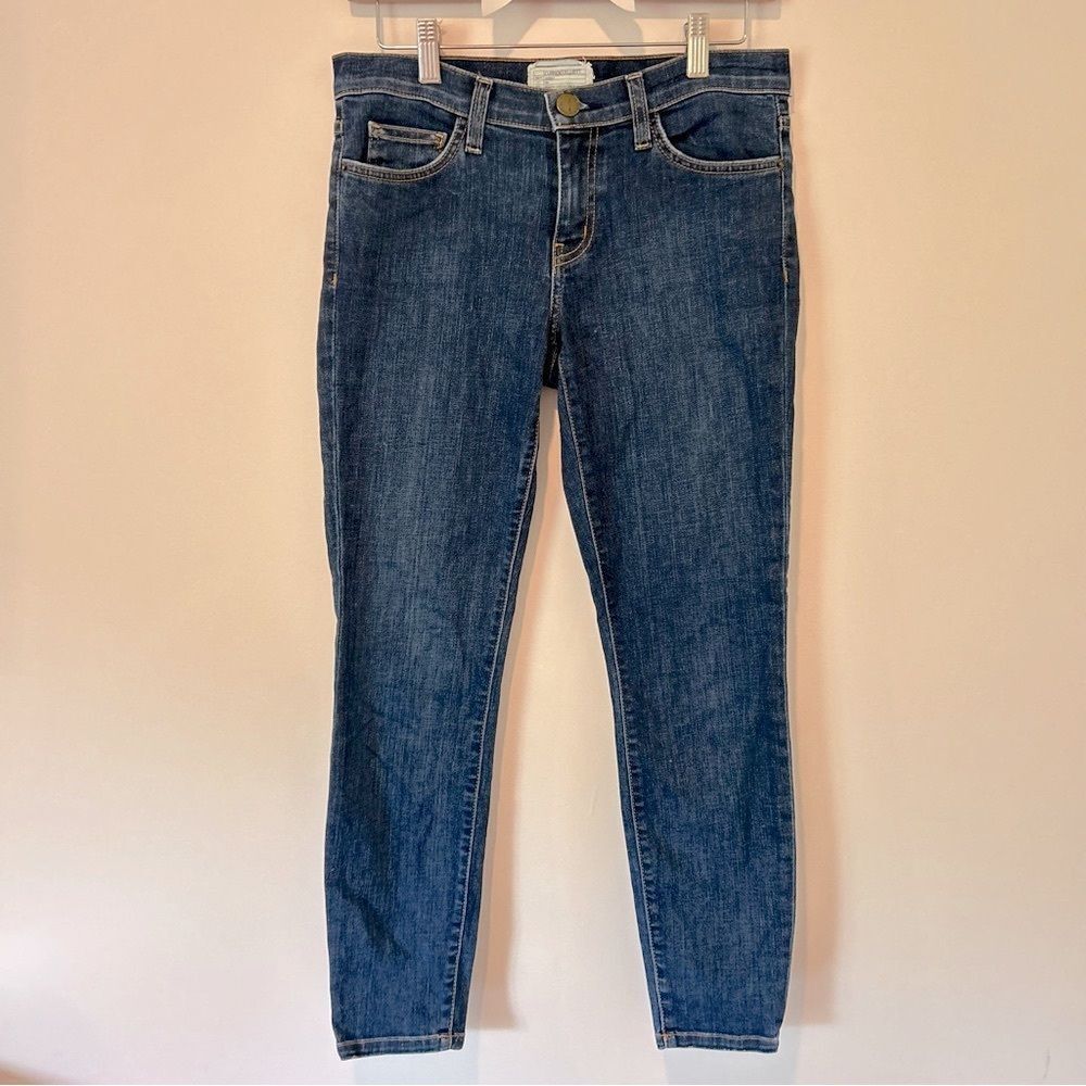 Current/Elliott The Stiletto Skinny Jeans Dark/Medium Blue Wash
